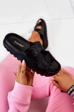 Gumowe Klapki Na Platformie Czarne Westie