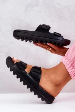 Gumowe Klapki Na Platformie Czarne Westie