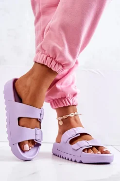 Gumowe Klapki Na Platformie Fioletowe Westie