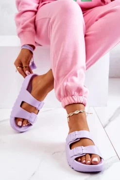 Gumowe Klapki Na Platformie Fioletowe Westie