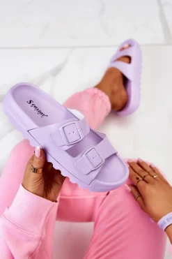 Gumowe Klapki Na Platformie Fioletowe Westie