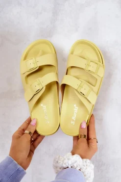 Gumowe Klapki Ze Sprzączką Żółte Corina