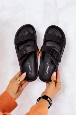 Gumowe Klapki Ze Sprzączką Czarne Corina