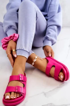 Gumowe Klapki Ze Sprzączką Fuksja Corina