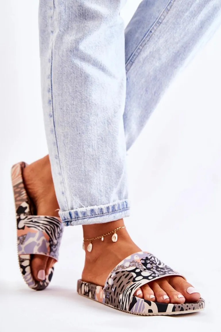 Gumowe Pachnące Klapki ZAXY JJ285098 Czarno-Beżowe