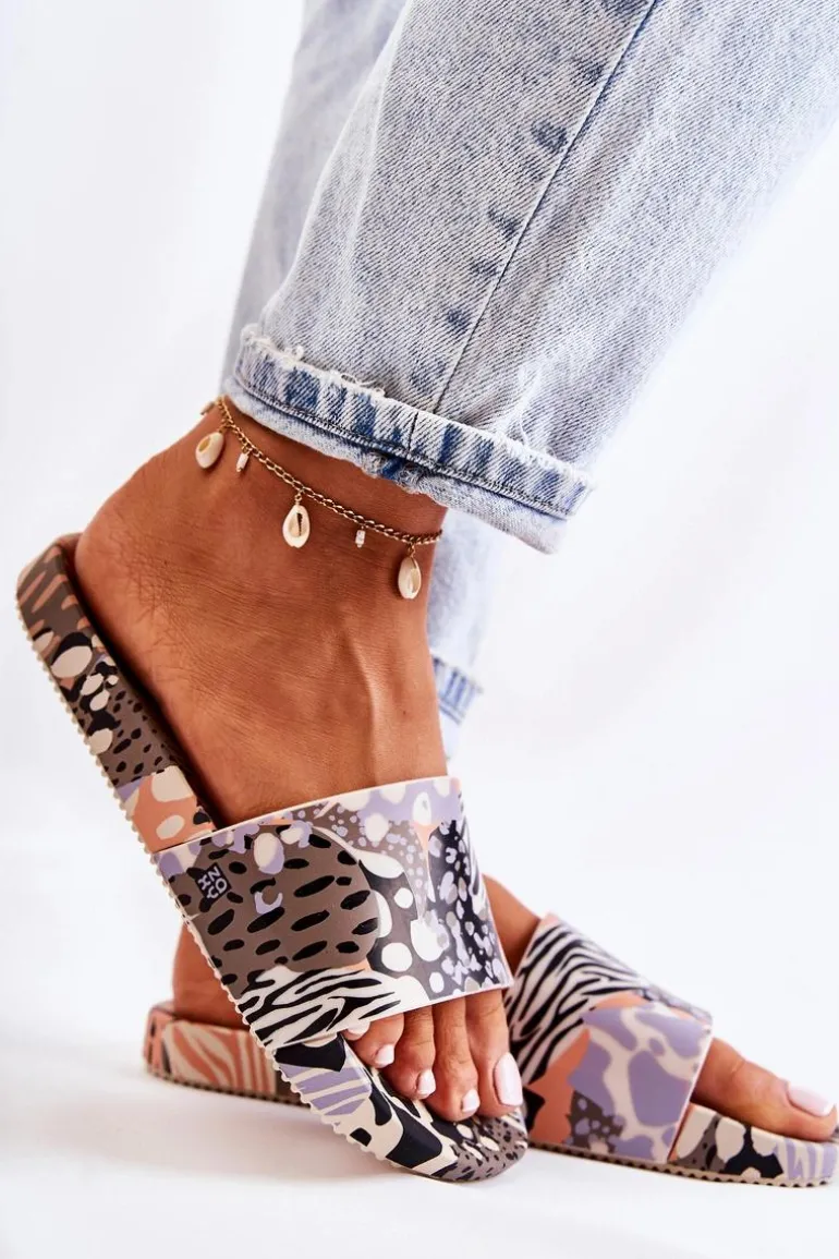 Gumowe Pachnące Klapki ZAXY JJ285098 Czarno-Beżowe