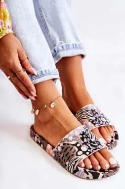 Gumowe Pachnące Klapki ZAXY JJ285098 Czarno-Beżowe