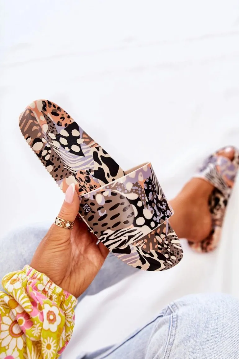 Gumowe Pachnące Klapki ZAXY JJ285098 Czarno-Beżowe