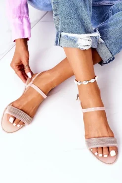 Gumowe Sandaly Z Brokatem Nude Beach Time