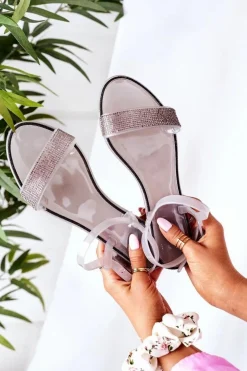 Gumowe Sandaly Z Brokatem Szare Beach Time