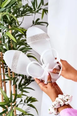 Gumowe Sandaly Z Brokatem Białe Beach Time