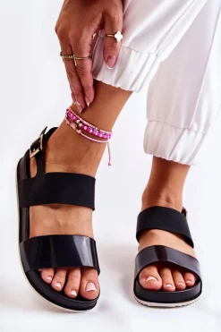 Gumowe Sandały Na Platformie Czarne Kathia