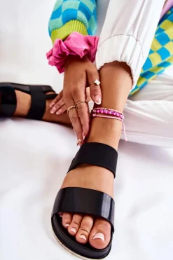 Gumowe Sandały Na Platformie Czarne Kathia