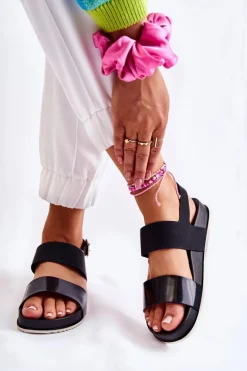 Gumowe Sandały Na Platformie Czarne Kathia