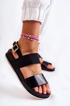 Gumowe Sandały Na Platformie Czarne Kathia