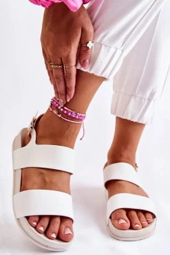 Gumowe Sandały Na Platformie Białe Kathia