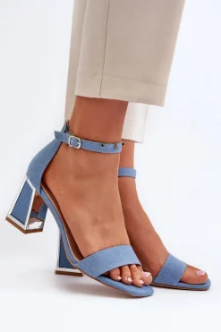 Jeansowe Sandały Na Słupku Niebieskie Pholia