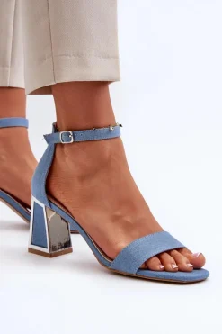 Jeansowe Sandały Na Słupku Niebieskie Pholia