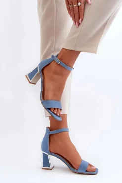 Jeansowe Sandały Na Słupku Niebieskie Pholia
