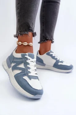 Jeansowe Sneakersy Damskie Z Eko Skóry Niebieskie Kaimans