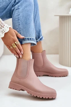 Kalosze Damskie Z Elastycznymi Wstawkami Brudny Róż Ciariel