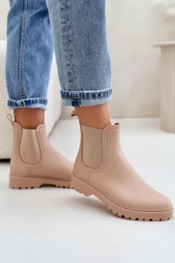 Kalosze Damskie Z Elastycznymi Wstawkami Beżowe Ciariel