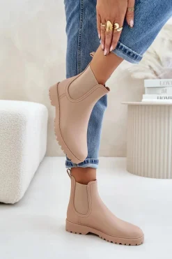 Kalosze Damskie Z Elastycznymi Wstawkami Beżowe Ciariel