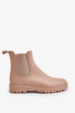 Kalosze Damskie Z Elastycznymi Wstawkami Beżowe Ciariel