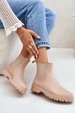 Kalosze Damskie Z Elastycznymi Wstawkami Beżowe Ciariel