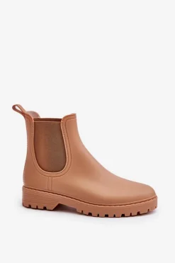 Kalosze Damskie Z Elastycznymi Wstawkami Brązowe Ciariel