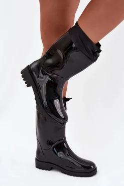 Kalosze Damskie Ze Ściągaczem Czarne Kessia