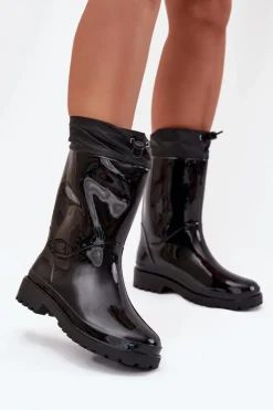 Kalosze Damskie Ze Ściągaczem Czarne Kessia