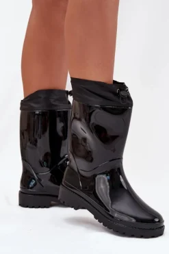 Kalosze Damskie Ze Ściągaczem Czarne Kessia