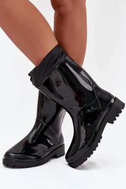 Kalosze Damskie Ze Ściągaczem Czarne Kessia