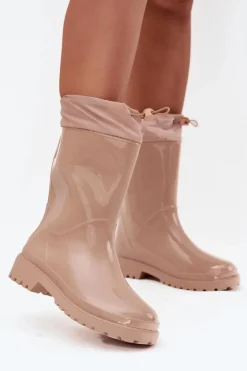 Kalosze Damskie Ze Ściągaczem Beżowe Kessia