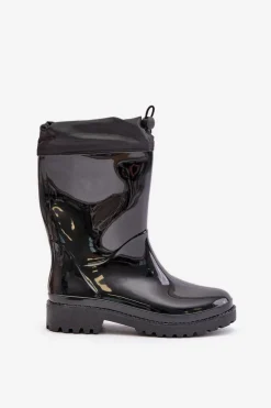 Kalosze Damskie Ze Ściągaczem Czarne Ellatiel