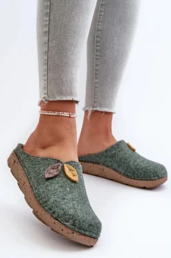 Kapcie Damskie Filcowe Inblu ED000013 Zielone