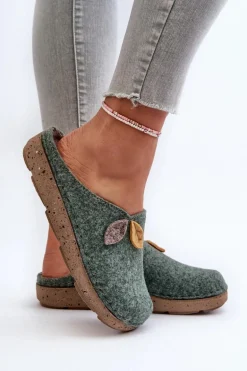 Kapcie Damskie Filcowe Inblu ED000013 Zielone