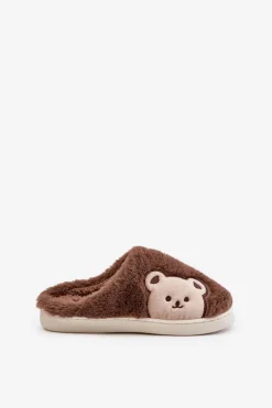 Kapcie Damskie Futrzane Z Misiem Brązowe Fiorinella