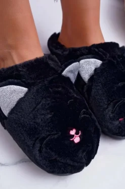 Kapcie Damskie Kotki z Uszami Czarne Sleppyhead