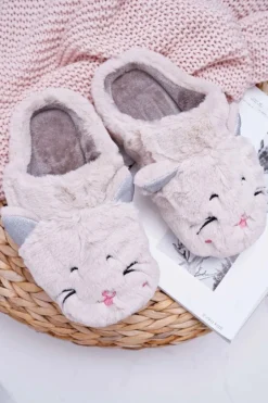 Kapcie Damskie Kotki z Uszami Białe Sleppyhead