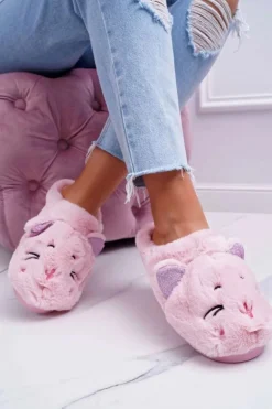 Kapcie Damskie Kotki z Uszami Różowe Sleppyhead