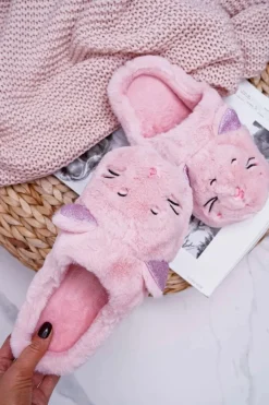Kapcie Damskie Kotki z Uszami Różowe Sleppyhead
