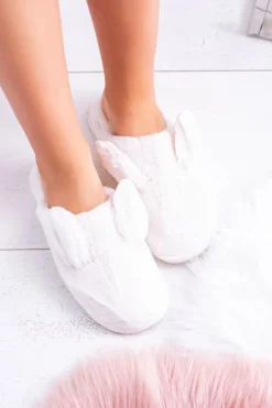 Kapcie Damskie Króliki z Uszami Białe Alabama