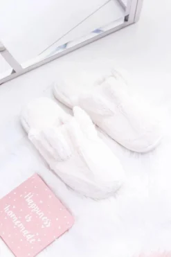 Kapcie Damskie Króliki z Uszami Białe Alabama