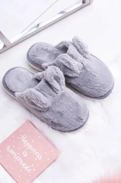 Kapcie Damskie Króliki z Uszami Szare Alabama