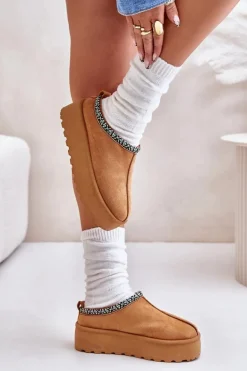 Kapcie Damskie Na Platformie Z Haftem Camel Neroma