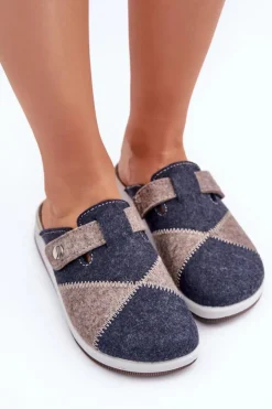 Kapcie Damskie Profilaktyczne Inblu CT000032 Szaro-Granatowe