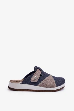 Kapcie Damskie Profilaktyczne Inblu CT000032 Szaro-Granatowe