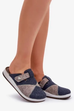 Kapcie Damskie Profilaktyczne Inblu CT000032 Szaro-Granatowe